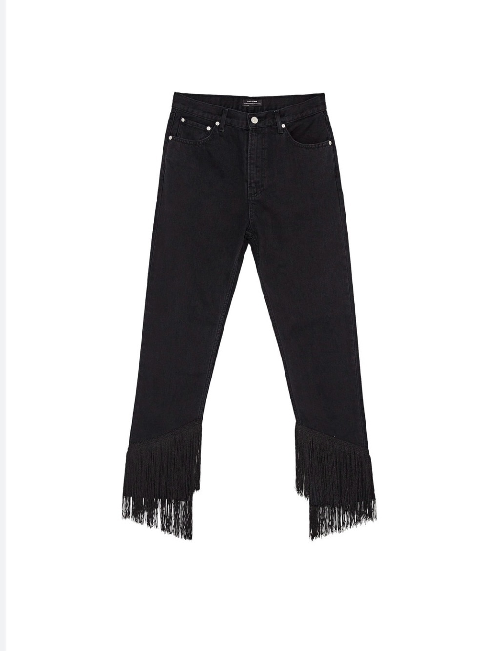 Zara Black Cropped Jeans with Fringe Hem